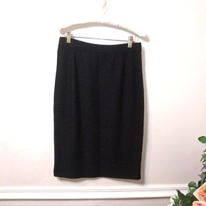 Vintage 80-90s Quiet Luxury Black/Silver Sparkly Santana Knit Style Pencil Skirt